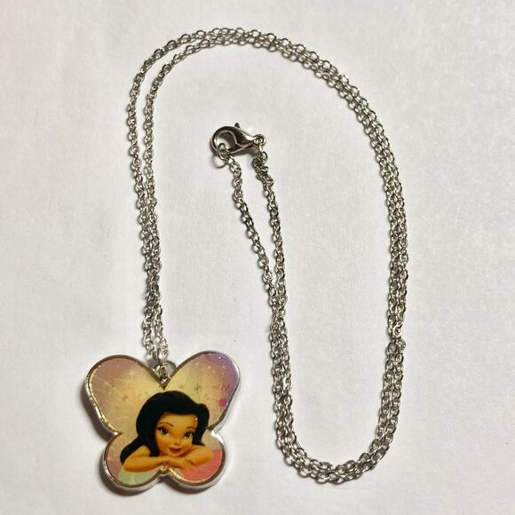Vintage Disney Tinker Bell SilverMist Charm Necklace 18" Chain Fairy Silver Tone - Picture 5 of 6